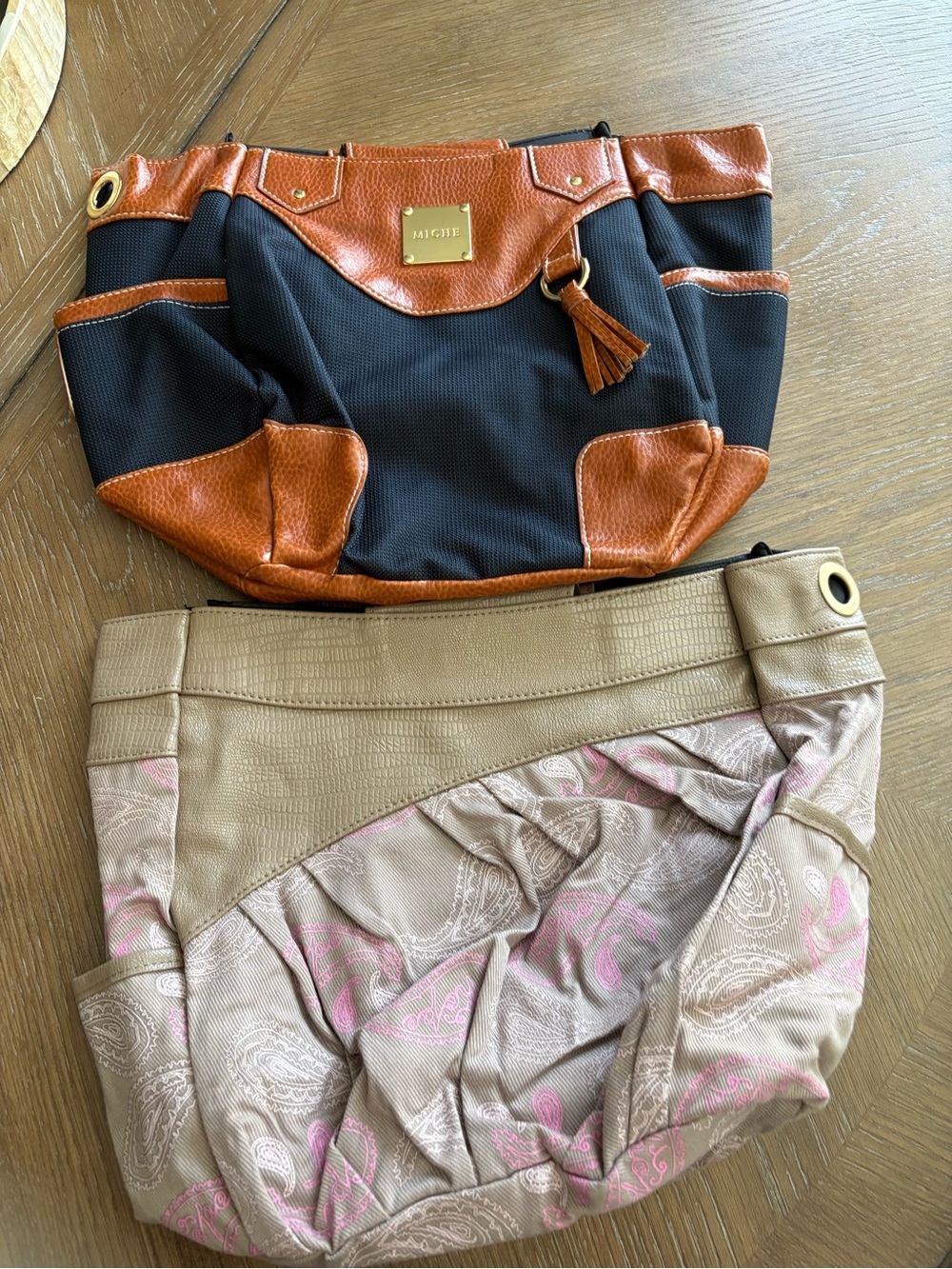 Miche Black & Cognac Two-Tone Shoulder Tote Duo